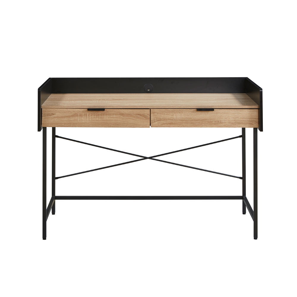 HOMI ΓΡΑΦΕΙΟ 2ΣΥΡΤΑΡΙΑ ΦΥΣΙΚΟ ΜΑΥΡΟ 123x60x86 - Image 2