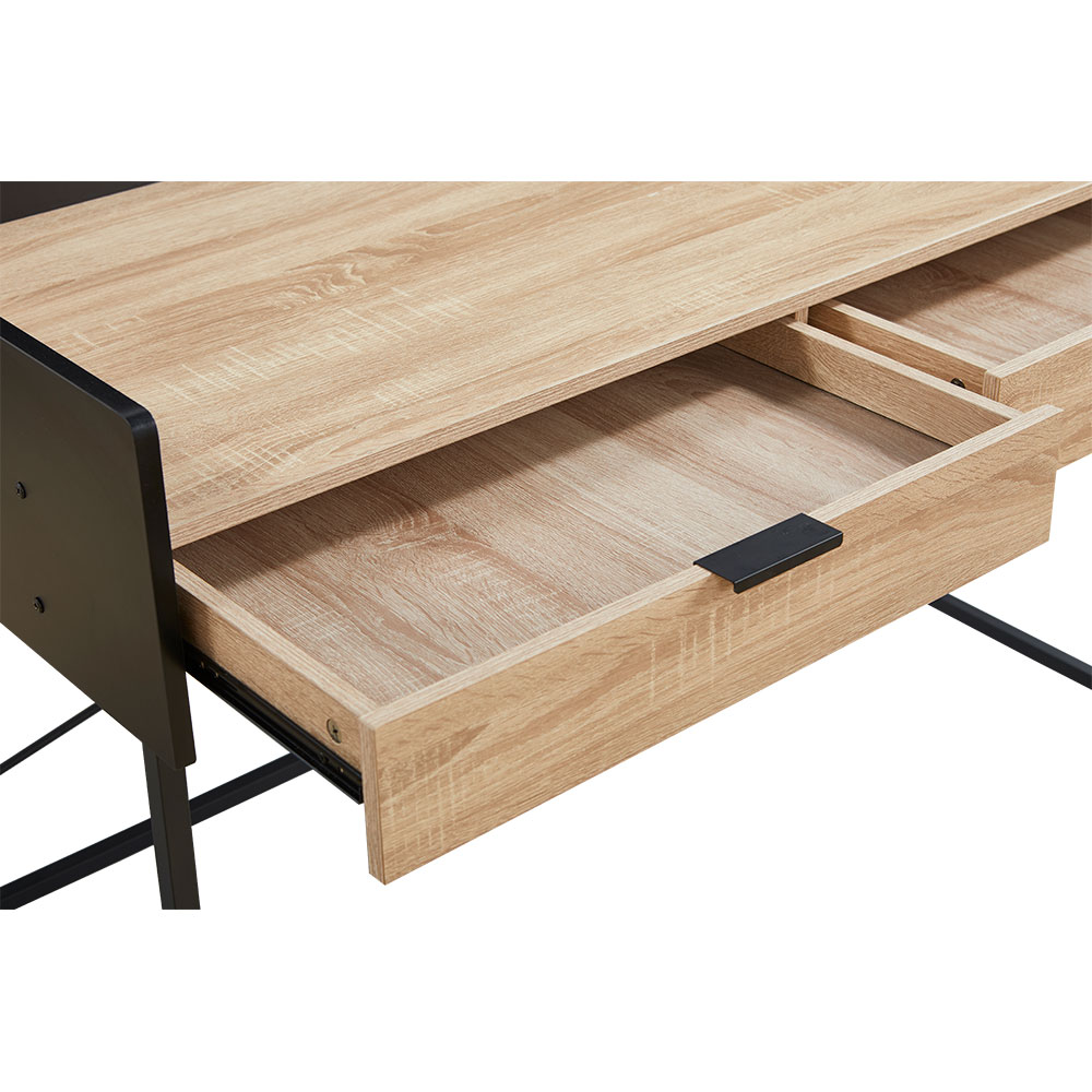 HOMI ΓΡΑΦΕΙΟ 2ΣΥΡΤΑΡΙΑ ΦΥΣΙΚΟ ΜΑΥΡΟ 123x60x86 - Image 4