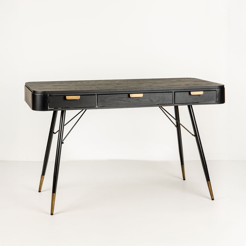 COLOMBO ΓΡΑΦΕΙΟ ΜΑΥΡΟ ΧΡΥΣΟ 130x62x78