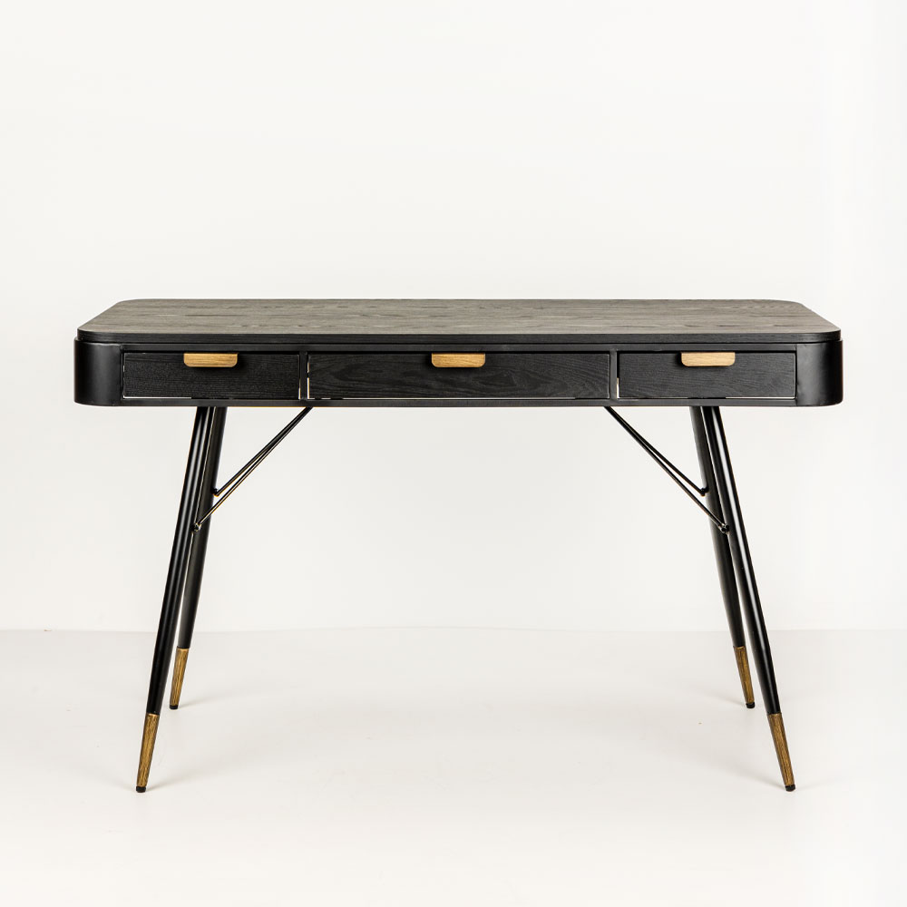 COLOMBO ΓΡΑΦΕΙΟ ΜΑΥΡΟ ΧΡΥΣΟ 130x62x78 - Image 2