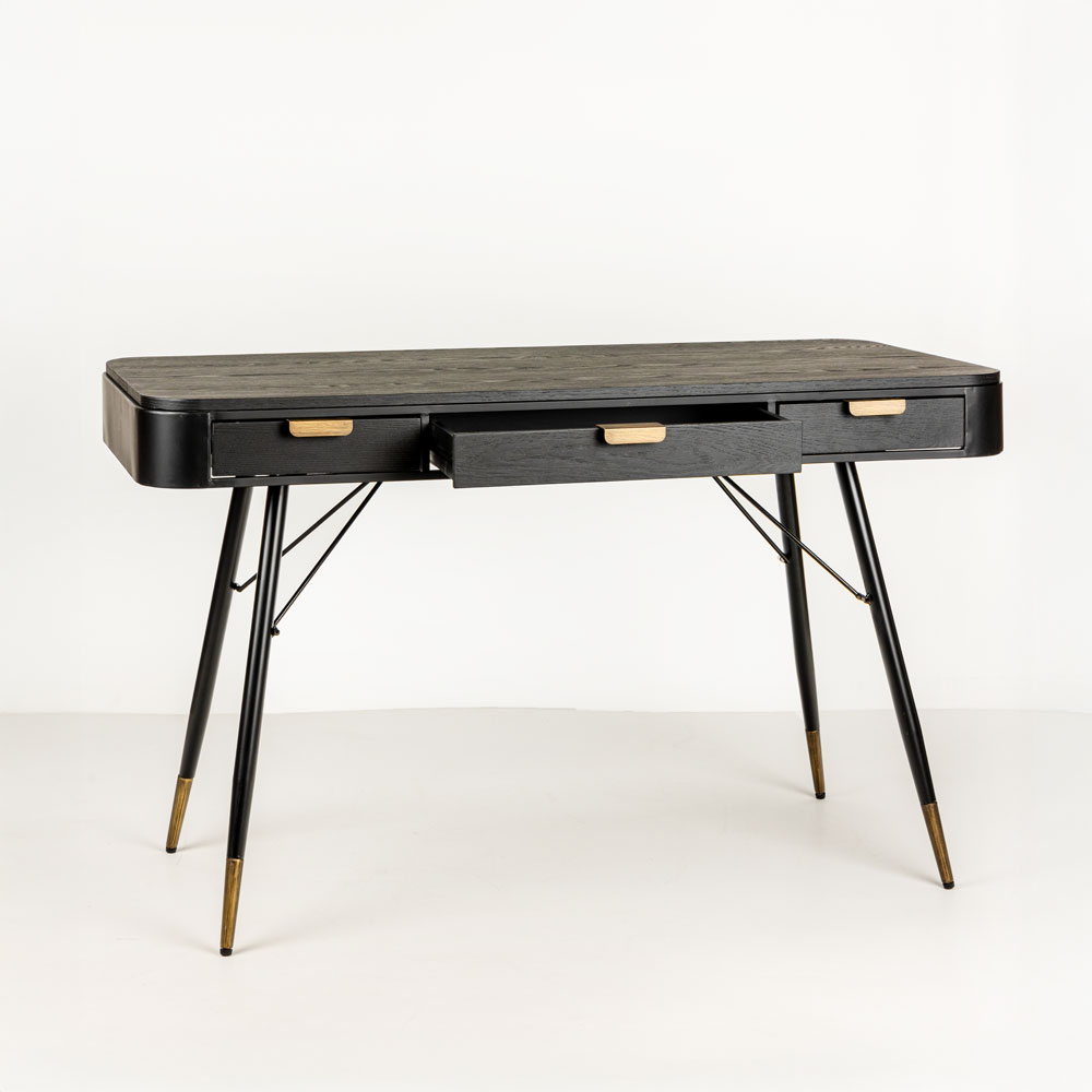 COLOMBO ΓΡΑΦΕΙΟ ΜΑΥΡΟ ΧΡΥΣΟ 130x62x78 - Image 3