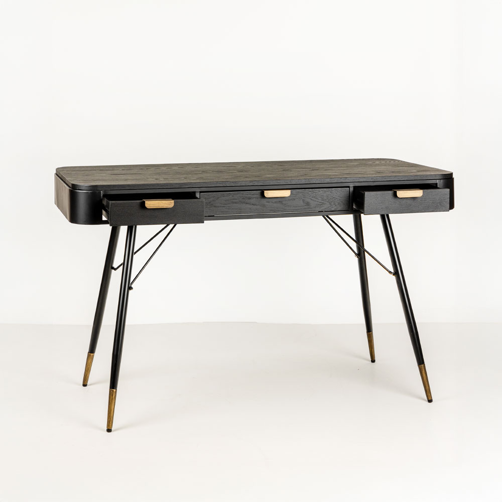 COLOMBO ΓΡΑΦΕΙΟ ΜΑΥΡΟ ΧΡΥΣΟ 130x62x78 - Image 4