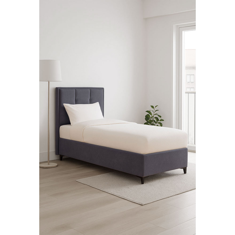 PIANO ΚΡΕΒΑΤΙ ΜΕ ΑΠΟΘΗΚ. ΧΩΡΟ (ΓΙΑ ΣΤΡΩΜΑ 90x200cm) ΓΚΡΙ 07-780 207x97x115 - Image 2