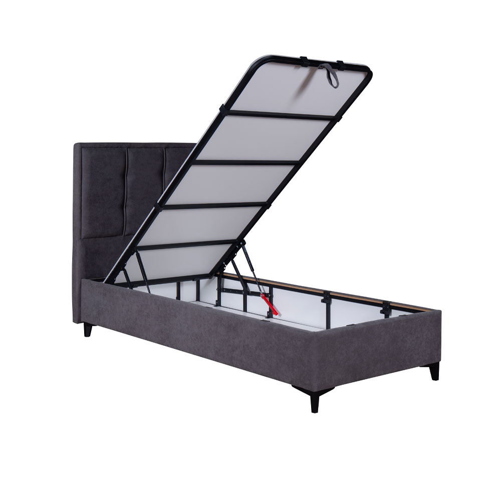 PIANO ΚΡΕΒΑΤΙ ΜΕ ΑΠΟΘΗΚ. ΧΩΡΟ (ΓΙΑ ΣΤΡΩΜΑ 90x200cm) ΓΚΡΙ 07-780 207x97x115 - Image 4