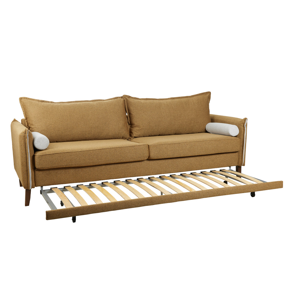 COMMODO ΚΑΝΑΠΕΣ ΚΡΕΒΑΤΙ 3ΘΕΣΙΟΣ CAMEL NEVE 17 BEIGE NEVE 13 230x81x88 - Image 3