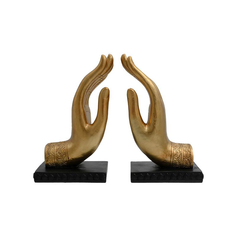 ΣΕΤ 2 ΒΙΒΛΙΟΣΤΑΤΕΣ POLYRESIN "Χέρι" ΜΑΥΡΟ-ΧΡΥΣΟ ΧΡΩΜΑ 11x9x19εκ