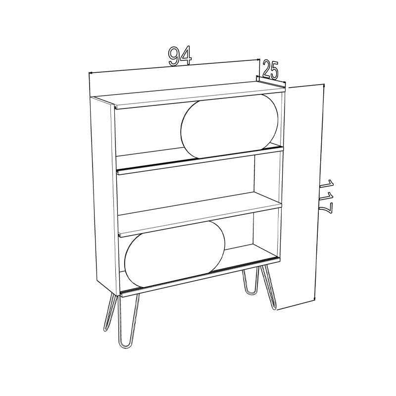 ΒΙΒΛΙΟΘΗΚΗ-ΡΑΦΙΕΡΑ "Elmira" ΚΑΡΥΔΙ-ΜΑΥΡΟ 117x25x94εκ - Image 5