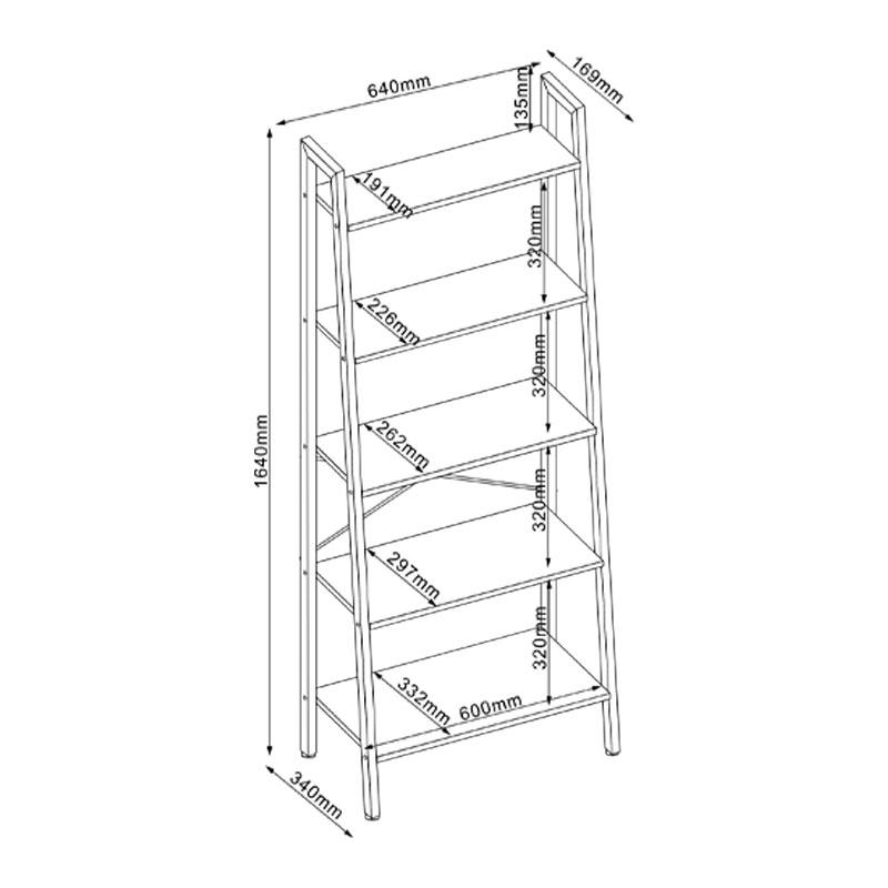 ΒΙΒΛΙΟΘΗΚΗ-ΡΑΦΙΕΡΑ ΜΕ 5 ΡΑΦΙΑ Fonzy SONOMA ΧΡΩΜΑ 64x34x164εκ - Image 2