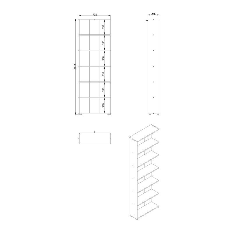 ΒΙΒΛΙΟΘΗΚΗ TOMAR 6 ΛΕΥΚΟ 70x24,5x211,5εκ - Image 5