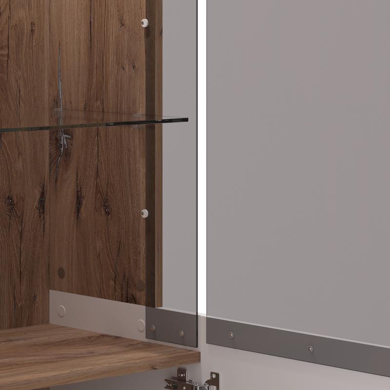 ΒΙΤΡΙΝΑ BURGUNDY 2K VS1 200 ΛΕΥΚΟ-FLAGSTAFF OAK-ΛΕΥΚΟ HIGH GLOSS FOIL 78,5x40x197εκ s.p.k - Image 5