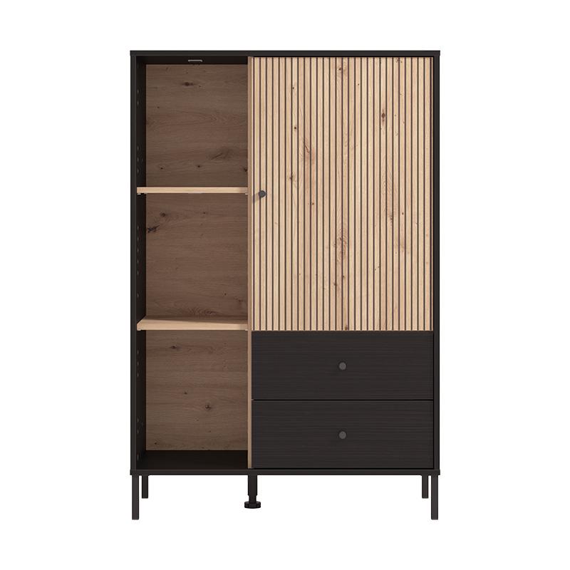ΒΙΤΡΙΝΑ CORREZE 2K2F POP ΜΑΥΡΟ OAK-ARTISAN OAK 87x40x131εκ - Image 3
