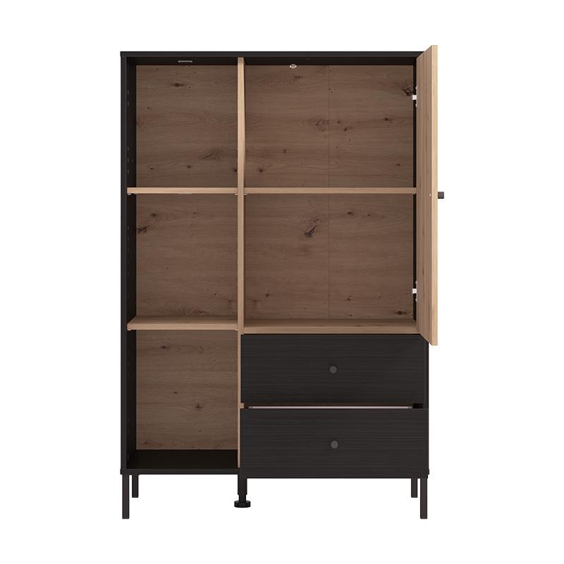 ΒΙΤΡΙΝΑ CORREZE 2K2F POP ΜΑΥΡΟ OAK-ARTISAN OAK 87x40x131εκ - Image 4