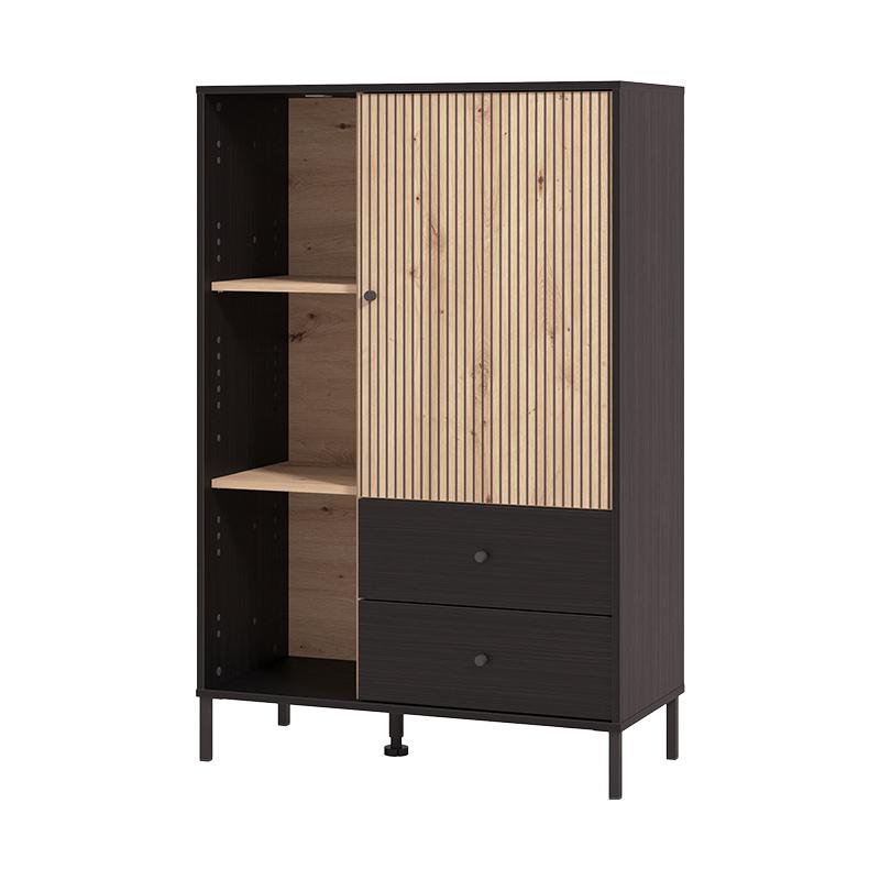 ΒΙΤΡΙΝΑ CORREZE 2K2F POP ΜΑΥΡΟ OAK-ARTISAN OAK 87x40x131εκ - Image 5