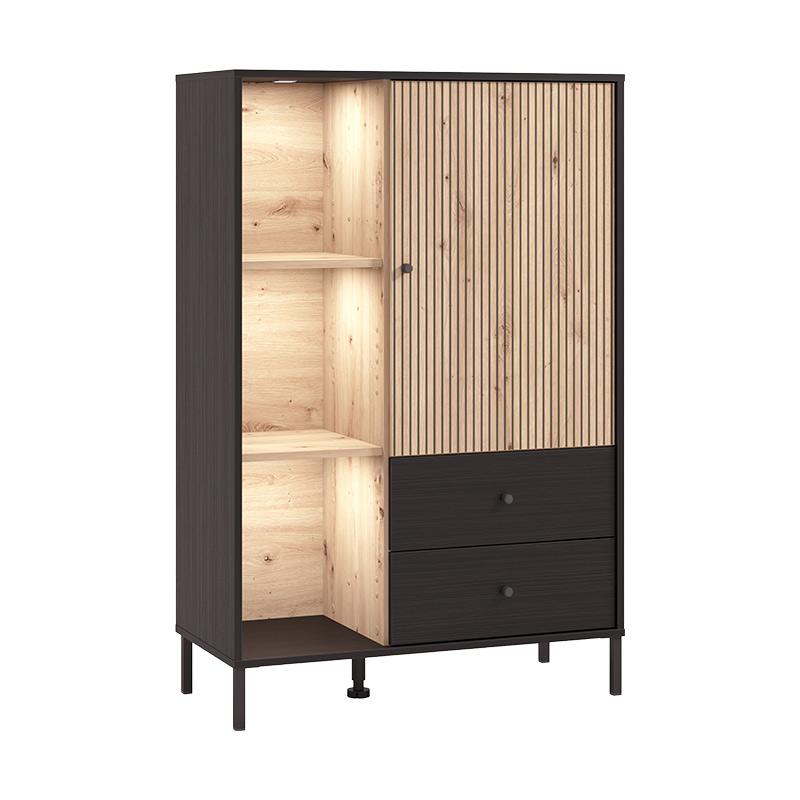 ΒΙΤΡΙΝΑ CORREZE 2K2F POP ΜΑΥΡΟ OAK-ARTISAN OAK 87x40x131εκ - Image 6