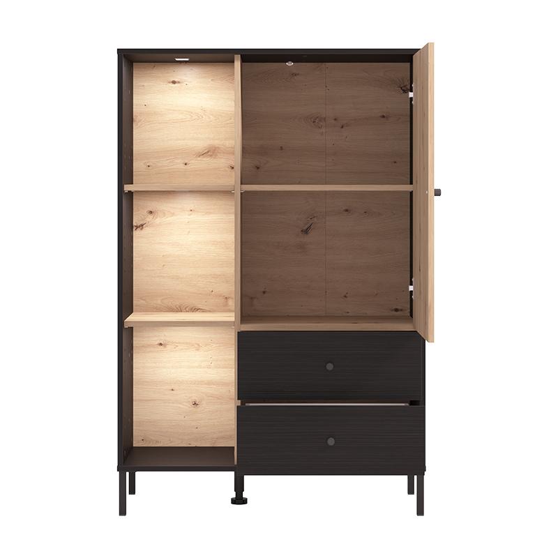 ΒΙΤΡΙΝΑ CORREZE 2K2F POP ΜΑΥΡΟ OAK-ARTISAN OAK 87x40x131εκ - Image 7