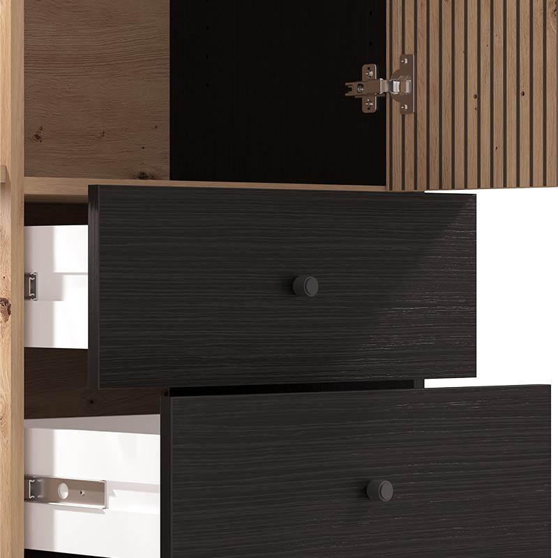 ΒΙΤΡΙΝΑ CORREZE 2K2F POP ΜΑΥΡΟ OAK-ARTISAN OAK 87x40x131εκ - Image 8