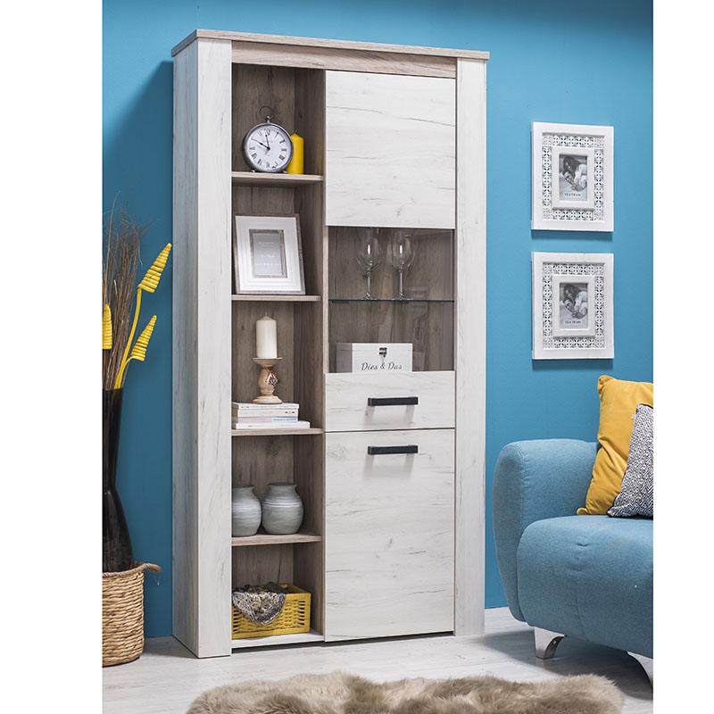 ΒΙΤΡΙΝΑ Kent POP V GREY OAΚ-WHITE OAK 99x36x195εκ knt - Image 2