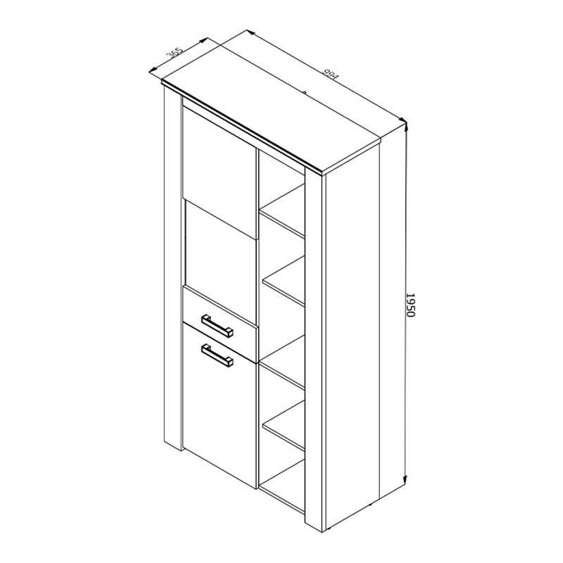 ΒΙΤΡΙΝΑ Kent POP V GREY OAΚ-WHITE OAK 99x36x195εκ knt - Image 8
