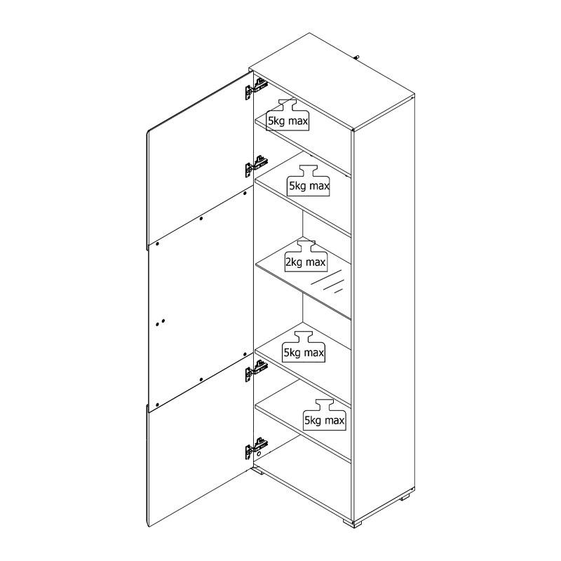 ΒΙΤΡΙΝΑ TRENTINO 1K VS ΛΕΥΚΟ-ΜΑΥΡΟ-ΛΕΥΚΗ ΛΑΚΑ 58x35x190εκ s.p.f - Image 8