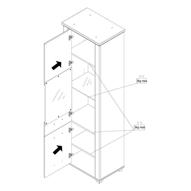 ΒΙΤΡΙΝΑ VALENCIA 1K VS1 ΓΚΡΙ-ARTISAN OAΚ-ΓΚΡΙ ΜΑΤ ΧΡΩΜΑ 61x41x195εκ F.M.A - Image 9