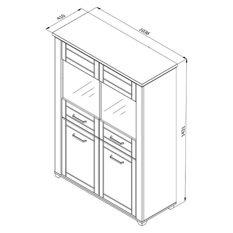 ΒΙΤΡΙΝΑ VALENCIA 2K VS2 ΛΕΥΚΟ-ARTISAN OAΚ-ΛΕΥΚΟ ΜΑΤ ΧΡΩΜΑ 103,5x41x143εκ - Image 7