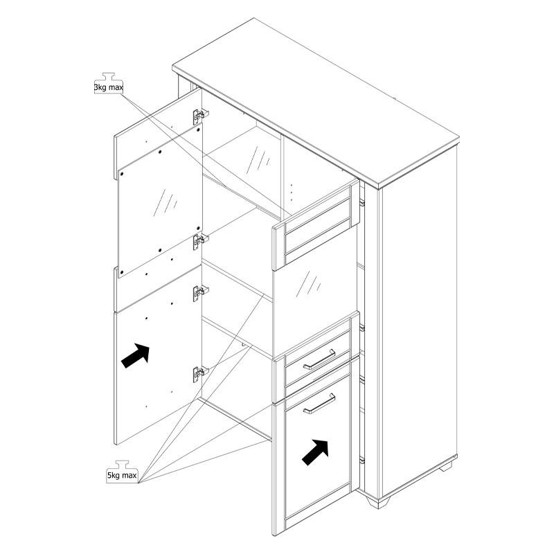 ΒΙΤΡΙΝΑ VALENCIA 2K VS2 ΛΕΥΚΟ-ARTISAN OAΚ-ΛΕΥΚΟ ΜΑΤ ΧΡΩΜΑ 103,5x41x143εκ - Image 8