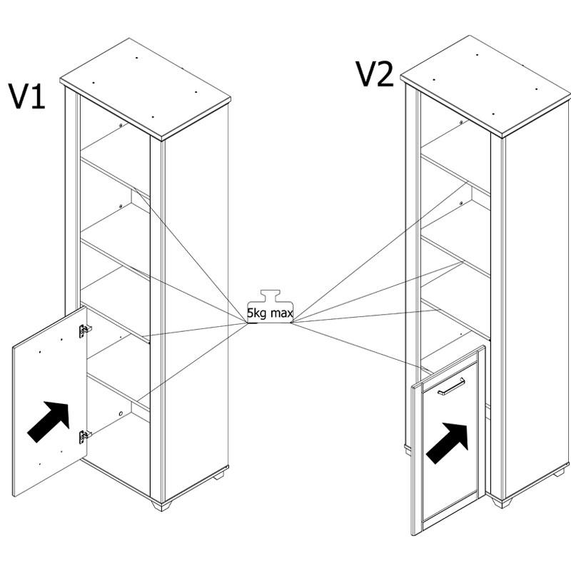 ΒΙΤΡΙΝΑ VALENCIA POP 1K ΓΚΡΙ ΓΡΑΦΙΤΗ-ARTISAN OAΚ-ΓΚΡΙ ΜΑΤ ΧΡΩΜΑ 60.5x41x194.5εκ - Image 8