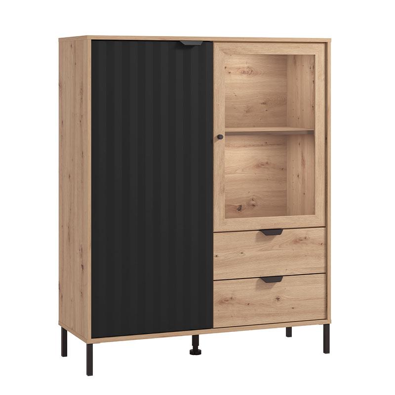 ΒΙΤΡΙΝΑ VANDEA 131 2K2F VS1 ARTISAN-ΜΑΥΡΟ ΜΑΤ 106x40x131εκ - Image 5