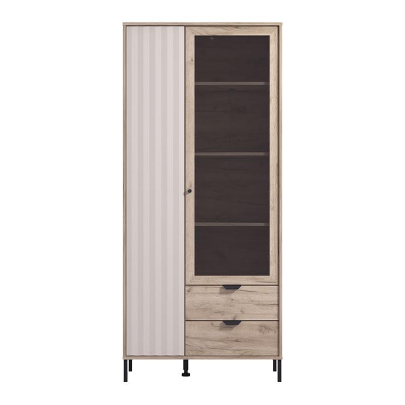 ΒΙΤΡΙΝΑ VANDEA 195 2K2F VS1 CASHMERE-GREY OAK 87x40x195εκ - Image 3