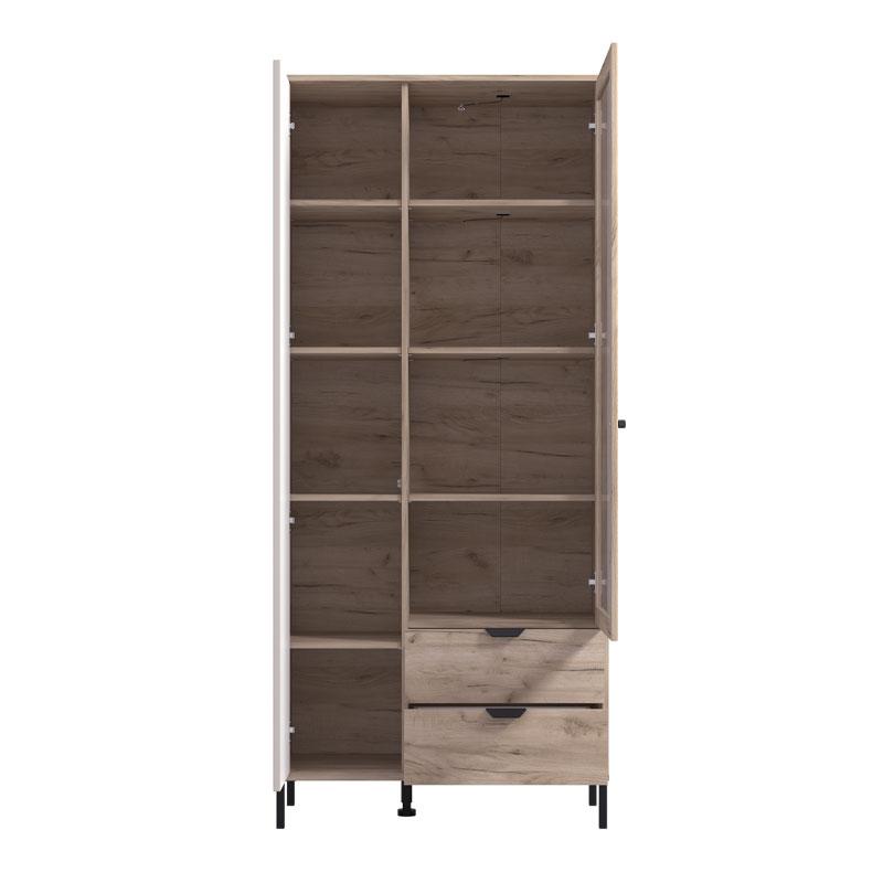 ΒΙΤΡΙΝΑ VANDEA 195 2K2F VS1 CASHMERE-GREY OAK 87x40x195εκ - Image 4