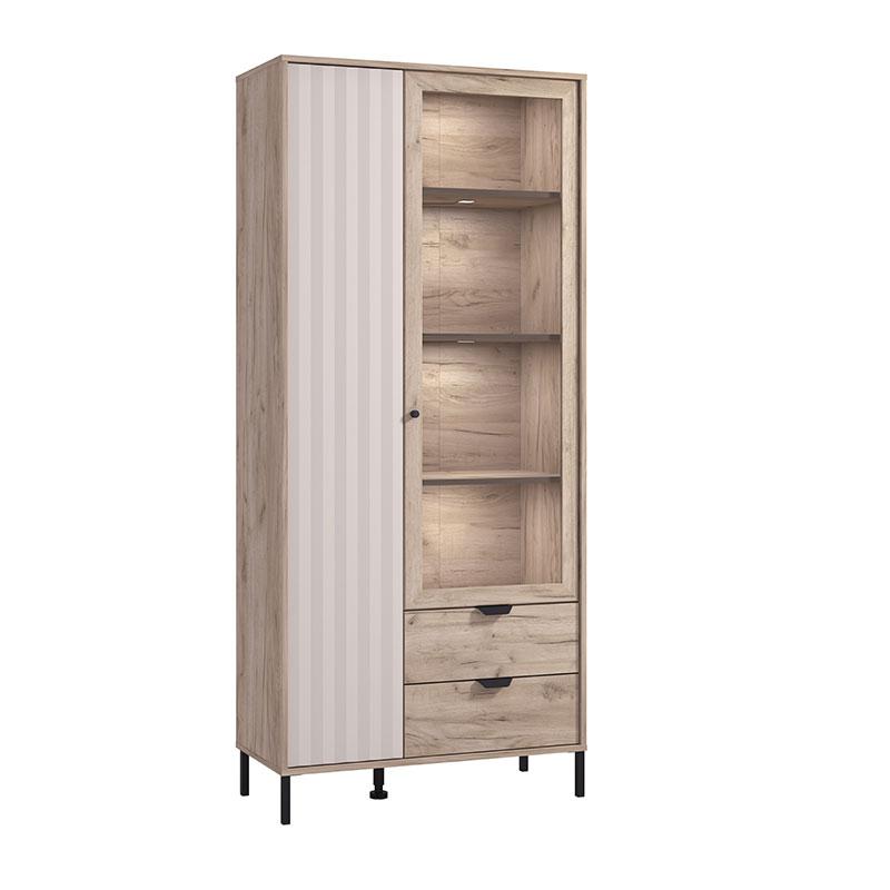 ΒΙΤΡΙΝΑ VANDEA 195 2K2F VS1 CASHMERE-GREY OAK 87x40x195εκ - Image 5