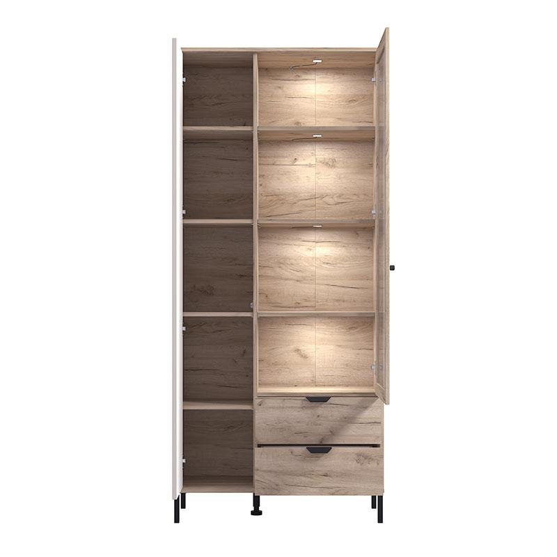 ΒΙΤΡΙΝΑ VANDEA 195 2K2F VS1 CASHMERE-GREY OAK 87x40x195εκ - Image 6