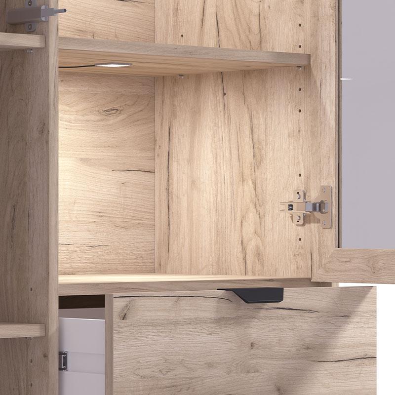ΒΙΤΡΙΝΑ VANDEA 195 2K2F VS1 CASHMERE-GREY OAK 87x40x195εκ - Image 7