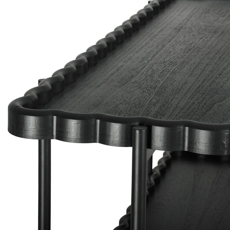 ΤΡΙΩΡΟΦΗ ΒΟΗΘΗΤΙΚΗ ΡΑΦΙΕΡΑ MDF ΜΕ ΜΕΤΑΛΛΙΚΑ ΠΟΔΙΑ FL03250 ΜΑΥΡΟ ΧΡΩΜΑ 122x42x96εκ - Image 3