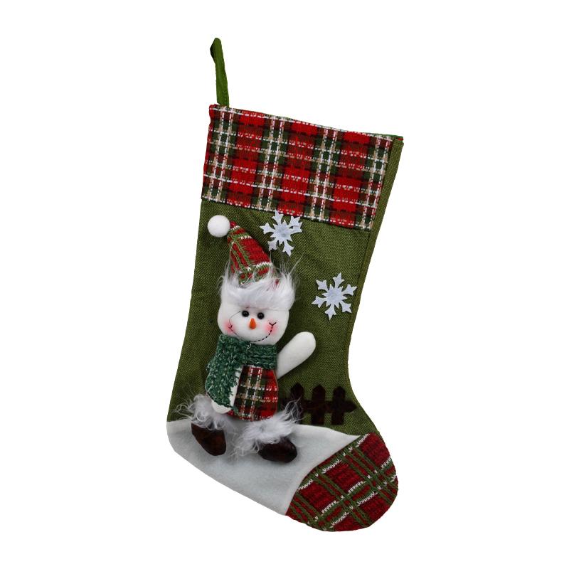 ΧΡΙΣΤΟΥΓΕΝΝΙΑΤΙΚΗ ΔΙΑΚΟΣΜΗΤΙΚΗ ΚΑΛΤΣΑ "SANTA+SNOWMAN" 1/2 ΚΟΚΚΙΝΟ-ΠΡΑΣΙΝΟ ΚΑΡΟ 27x23x50εκ - Image 2