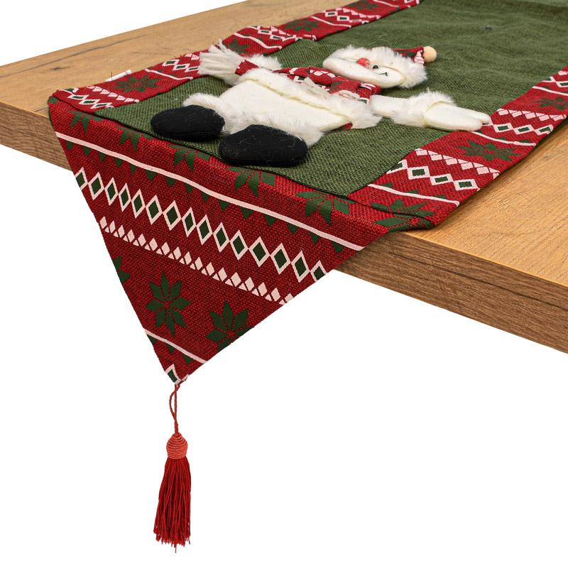 ΧΡΙΣΤΟΥΓΕΝΝΙΑΤΙΚΗ ΔΙΑΚΟΣΜΗΤΙΚΗ ΤΡΑΒΕΡΣΑ "ΧΙΟΝΑΝΘΡΩΠΟΣ" FL034 ΠΡΑΣΙΝΟ ΧΡΩΜΑ 32x150εκ - Image 3