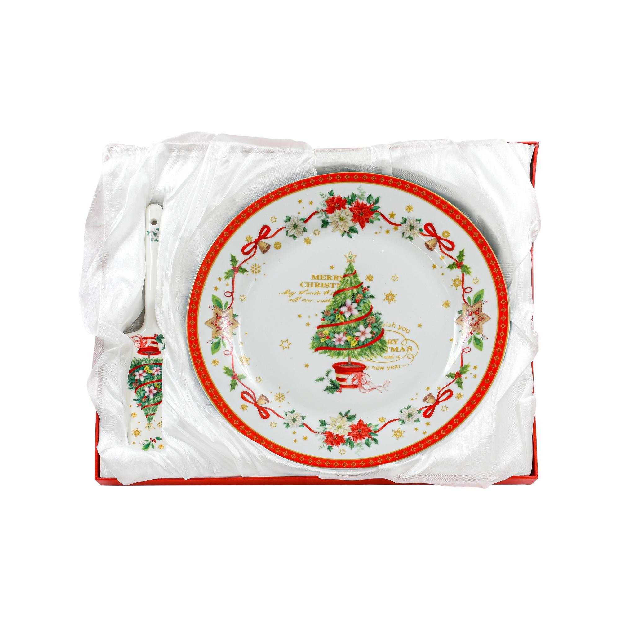 ΧΡΙΣΤΟΥΓΕΝΝΙΑΤΙΚΗ ΚΕΡΑΜΙΚΗ ΠΙΑΤΕΛΑ ΜΕ ΣΠΑΤΟΥΛΑ ΣΕ ΚΟΥΤΙ FL9017 ΛΕΥΚΟ-ΚΟΚΚΙΝΟ ΧΡΩΜΑ - Image 2