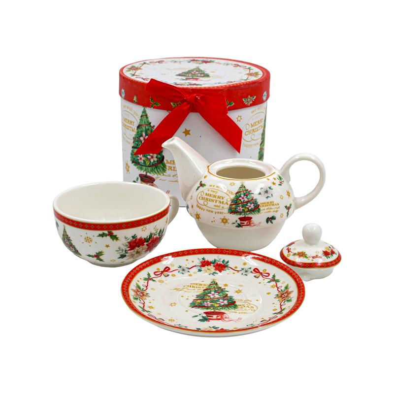 ΧΡΙΣΤΟΥΓΕΝΝΙΑΤΙΚΗ ΚΕΡΑΜΙΚΗ ΤΣΑΓΙΕΡΑ ΚΟΥΠΑ ΣΕΤ ΣΕ ΚΟΥΤΙ FL3188 ΛΕΥΚΟ-ΚΟΚΚΙΝΟ-ΠΡΑΣΙΝΟ 16x11εκ