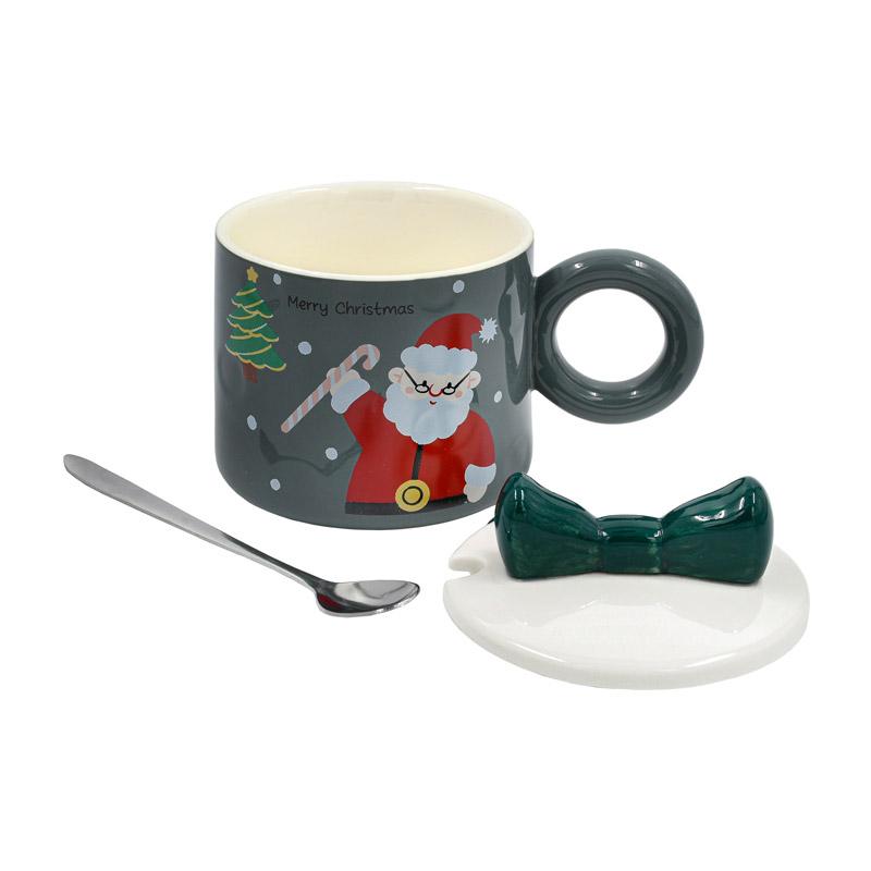 ΧΡΙΣΤΟΥΓΕΝΝΙΑΤΙΚΗ ΚΟΥΠΑ ΜΕ ΚΑΠΑΚΙ & ΚΟΥΤΑΛΑΚΙ 1/4 FL573 ΓΚΡΙ-ΚΟΚΚΙΝΟ ΧΡΩΜΑ 10x12εκ - Image 3