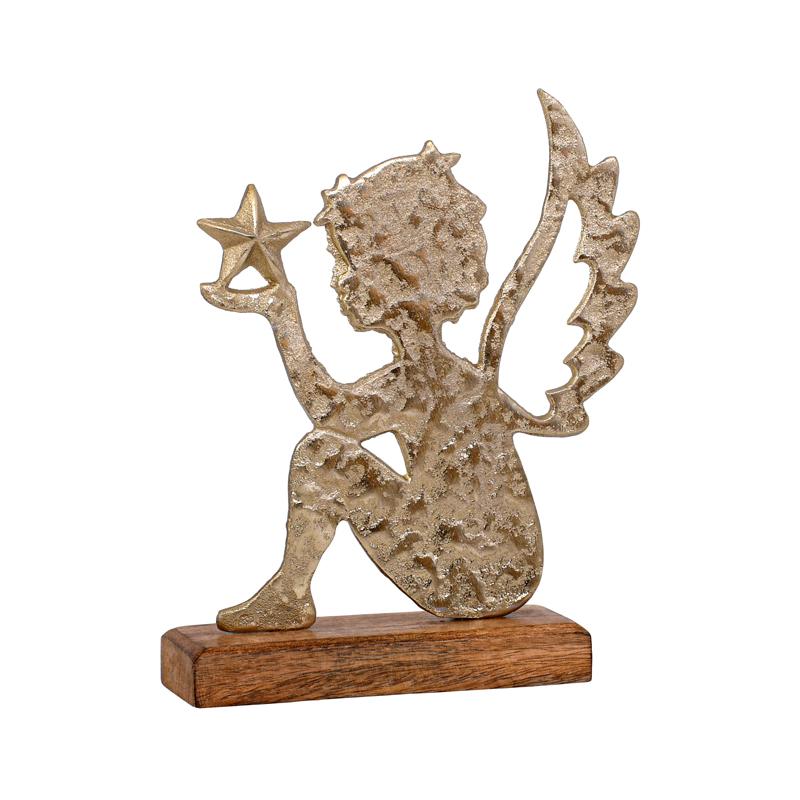 ΧΡΙΣΤΟΥΓΕΝΝΙΑΤΙΚΟ ΔΙΑΚΟΣΜΗΤΙΚΟ ΑΛΟΥΜΙΝΙΟΥ ΑΓΓΕΛΑΚΙ ΜΕ ΞΥΛΙΝΗ ΒΑΣΗ Fylianna FL1723 ΧΡΥΣΟ ΧΡΩΜΑ 19x5x24εκ