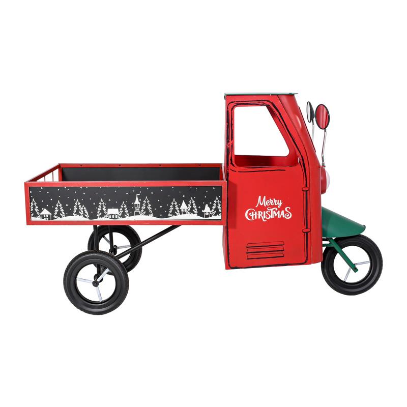 ΧΡΙΣΤΟΥΓΕΝΝΙΑΤΙΚΟ ΔΙΑΚΟΣΜΗΤΙΚΟ ΜΕΤΑΛΛΙΚΟ RETRO ΤΡΙΚΥΚΛΟ ΣΚΟΥΤΕΡ ΜΕ ΚΑΡΟΤΣΑ FL064 ΚΟΚΚΙΝΟ-ΠΡΑΣΙΝΟ ΧΡΩΜΑ 162x62x94εκ - Image 3