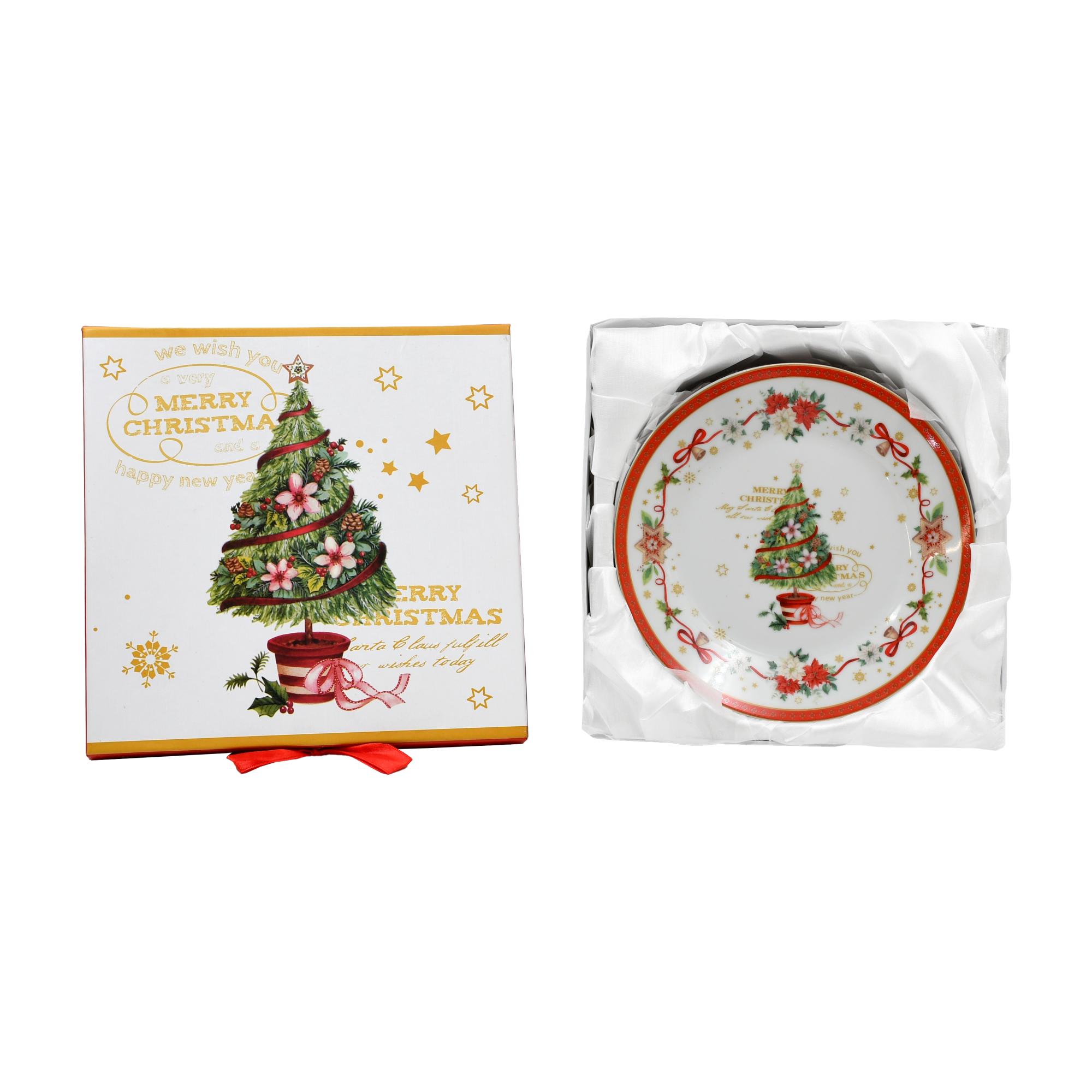 ΧΡΙΣΤΟΥΓΕΝΝΙΑΤΙΚΟ ΚΕΡΑΜΙΚΟ ΣΕΤ ΠΑΣΤΑΣ 6 ΤΕΜ ΣΕ ΚΟΥΤΙ FL669017 ΛΕΥΚΟ-ΚΟΚΚΙΝΟ 19εκ