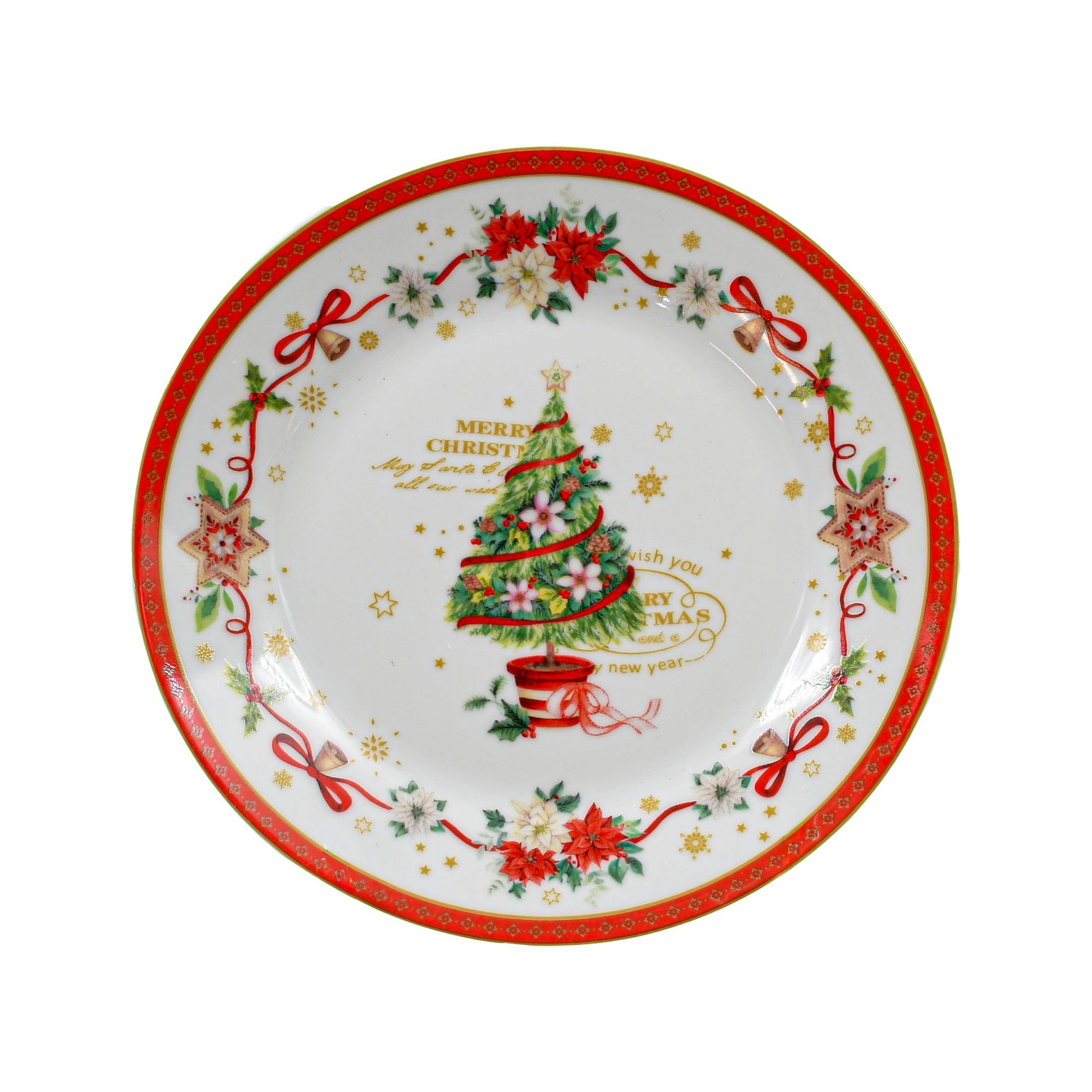 ΧΡΙΣΤΟΥΓΕΝΝΙΑΤΙΚΟ ΚΕΡΑΜΙΚΟ ΣΕΤ ΠΑΣΤΑΣ 6 ΤΕΜ ΣΕ ΚΟΥΤΙ FL669017 ΛΕΥΚΟ-ΚΟΚΚΙΝΟ 19εκ - Image 2