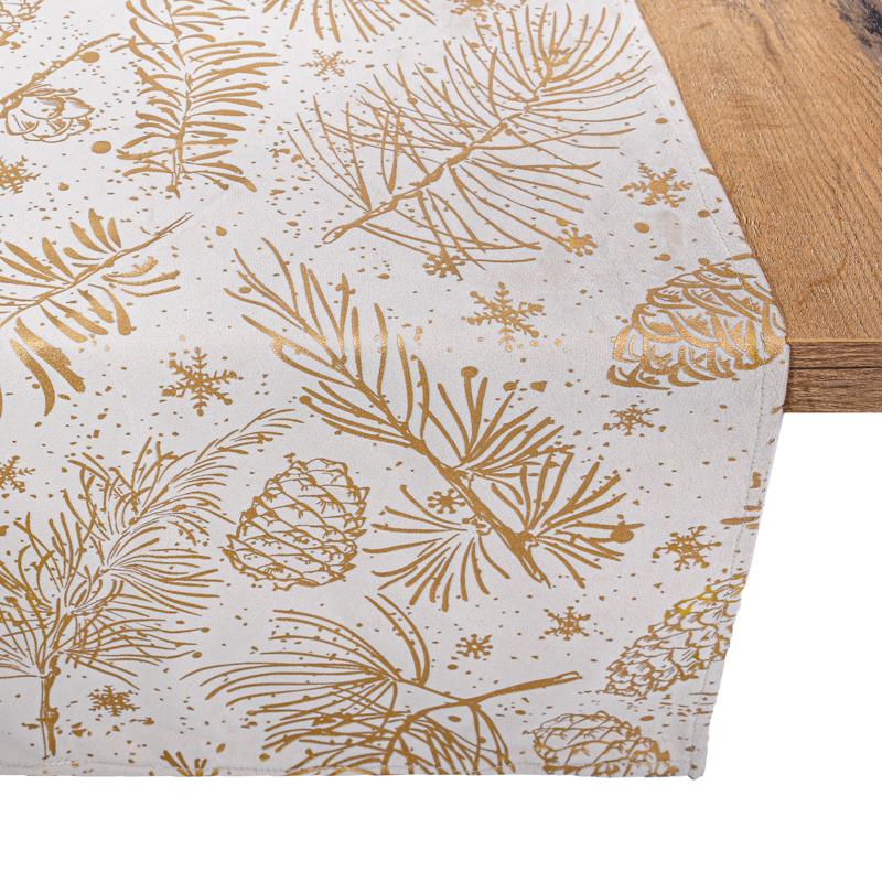 ΔΙΑΚΟΣΜΗΤΙΚΗ ΧΡΙΣΤΟΥΓΕΝΝΙΑΤΙΚΗ ΤΡΑΒΕΡΣΑ FL286 ΜΠΕΖ ΜΕ ΧΡΥΣΟ 40x140εκ - Image 3