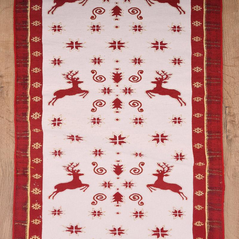 ΔΙΑΚΟΣΜΗΤΙΚΗ ΧΡΙΣΤΟΥΓΕΝΝΙΑΤΙΚΗ ΤΡΑΒΕΡΣΑ ΚΟΚΚΙΝΟ-ΛΕΥΚΟ-ΧΡΥΣΟ 33x150εκ - Image 3