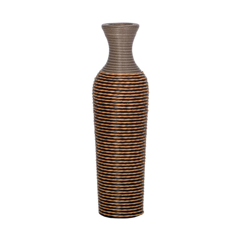 ΔΙΑΚΟΣΜΗΤΙΚΟ ΒΑΖΟ FL310 PU RATTAN ΓΚΡΙ-ΦΥΣΙΚΟ ΧΡΩΜΑ 70εκ