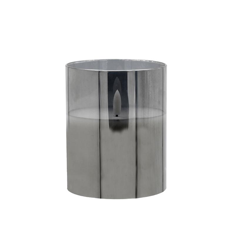 ΔΙΑΚΟΣΜΗΤΙΚΟ LED ΚΕΡΙ ΜΕ ΡΕΑΛΙΣΤΙΚΗ 3D ΦΛΟΓΑ FL1013 ΣΕ ΓΥΑΛΙ ΧΡΩΜΑ SMOKY 10x10x13εκ