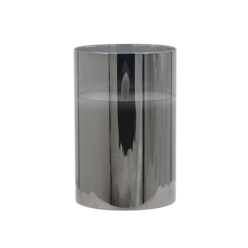 ΔΙΑΚΟΣΜΗΤΙΚΟ LED ΚΕΡΙ ΜΕ ΡΕΑΛΙΣΤΙΚΗ 3D ΦΛΟΓΑ FL1015 ΣΕ ΓΥΑΛΙ ΧΡΩΜΑ SMOKY 10x10x15εκ