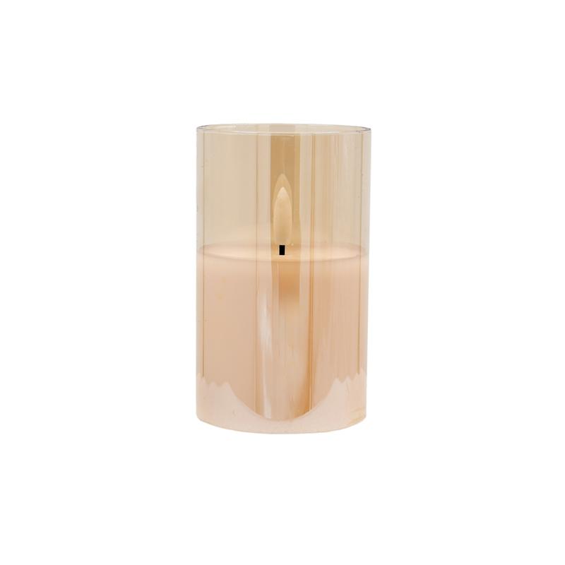 ΔΙΑΚΟΣΜΗΤΙΚΟ LED ΚΕΡΙ ΜΕ ΡΕΑΛΙΣΤΙΚΗ 3D ΦΛΟΓΑ FL7510 ΣΕ ΓΥΑΛΙ ΧΡΩΜΑ AMBER 8x8x10εκ