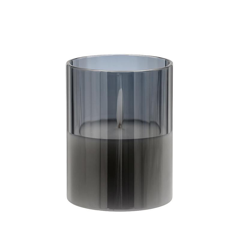 ΔΙΑΚΟΣΜΗΤΙΚΟ LED ΚΕΡΙ ΜΕ ΡΕΑΛΙΣΤΙΚΗ 3D ΦΛΟΓΑ FL7510 ΣΕ ΓΥΑΛΙ ΧΡΩΜΑ SMOKY 8x8x10εκ